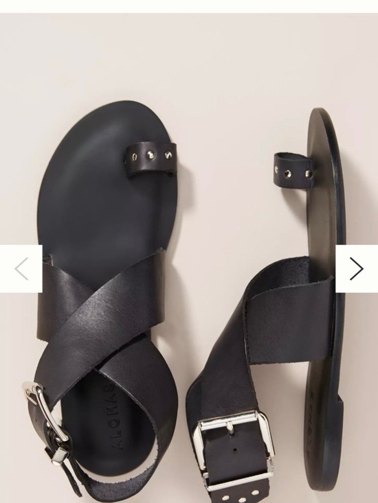 ALOHAS Shoes - ALOHAS Black Leather Crisscross Sandals with Silver Buckle